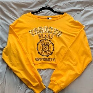 Yellow Cropped Long Sleeve Top